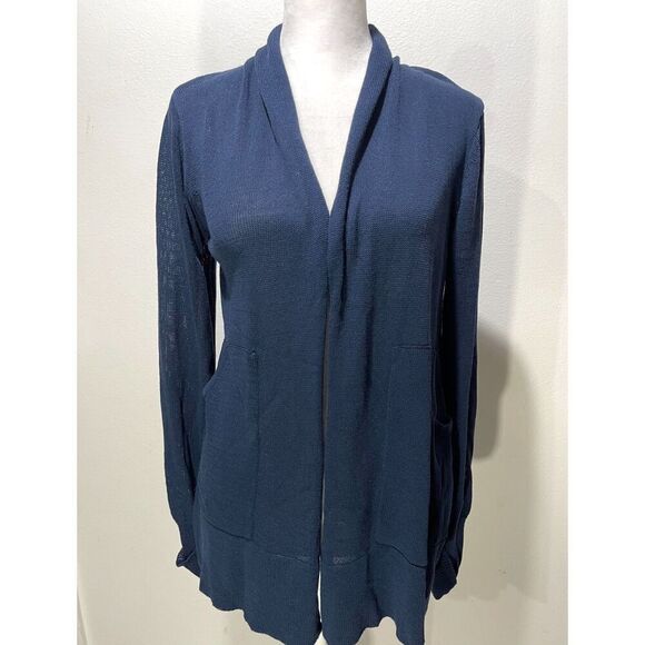 Gretchen scott sweater cardigan open front blue light weigh knitted women's XS - Picture 1 of 6
